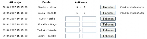 Veikkausten tallennus